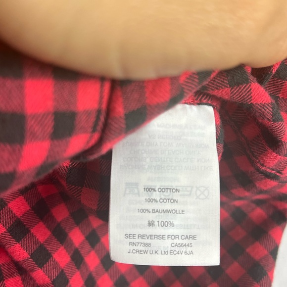 J.Crew Women’s Red Black Check Plaid Flannel Shirt Size 4 Long Sleeve Soft - Picture 6 of 12